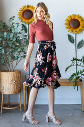Reborn J Women's Floral Wrap Ruffle Hem Skirt - Elegant & Versatile